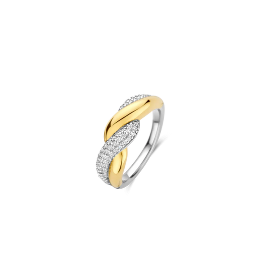 TISENTO TWO-TONED CZ TWIST RING