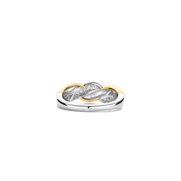 TISENTO TWO-TONED CZ TWIST RING