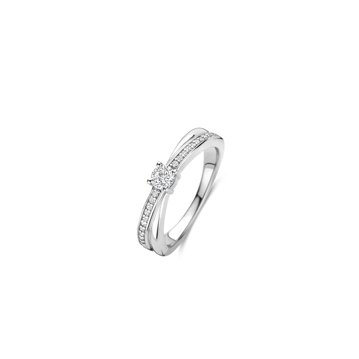 TISENTO CZ SOLITAIRE TWIST BAND RING