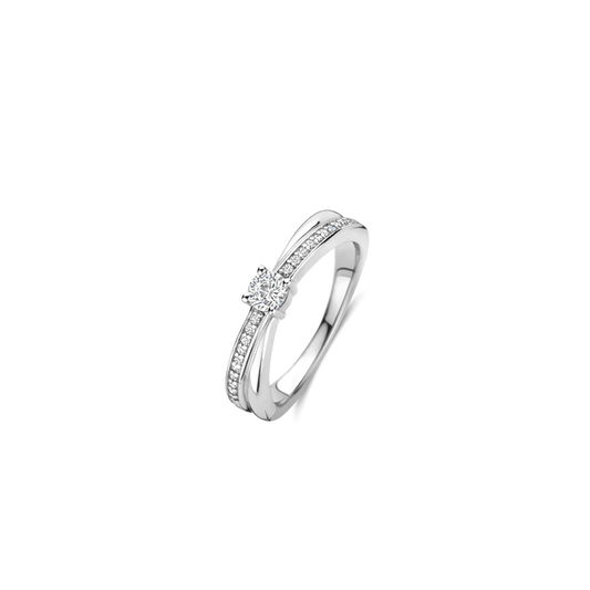 TISENTO CZ SOLITAIRE TWIST BAND RING