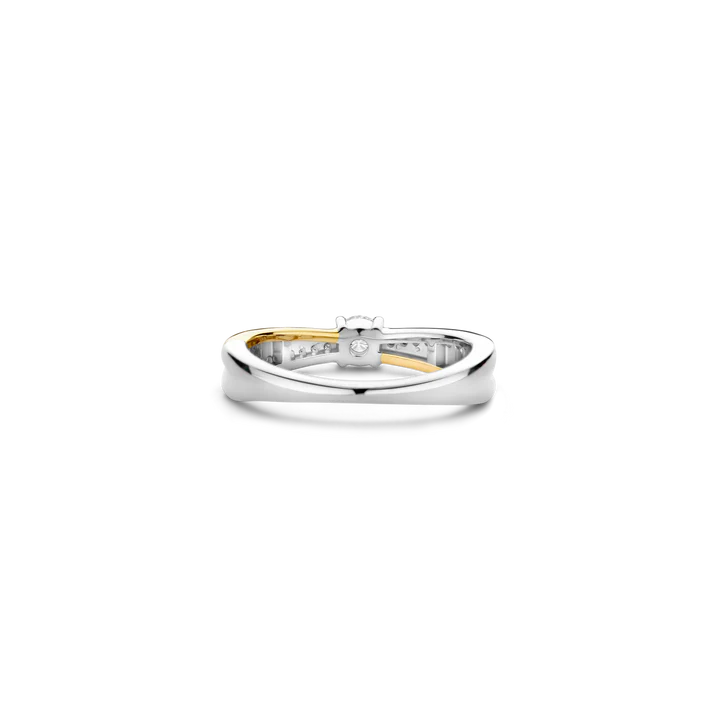 TISENTO TWO-TONED CZ SOLITAIRE TWIST BAND RING