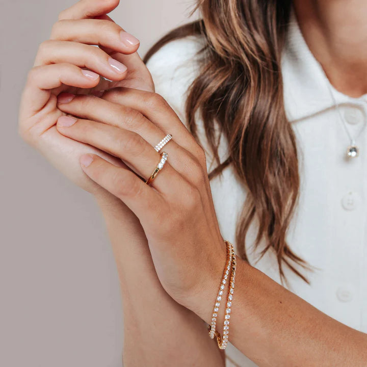 TISENTO GOLD 7 STONE CZ RING