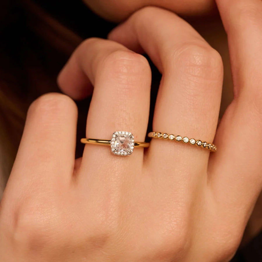Tisento Gold on Silver Classic Square Zirconia Ring