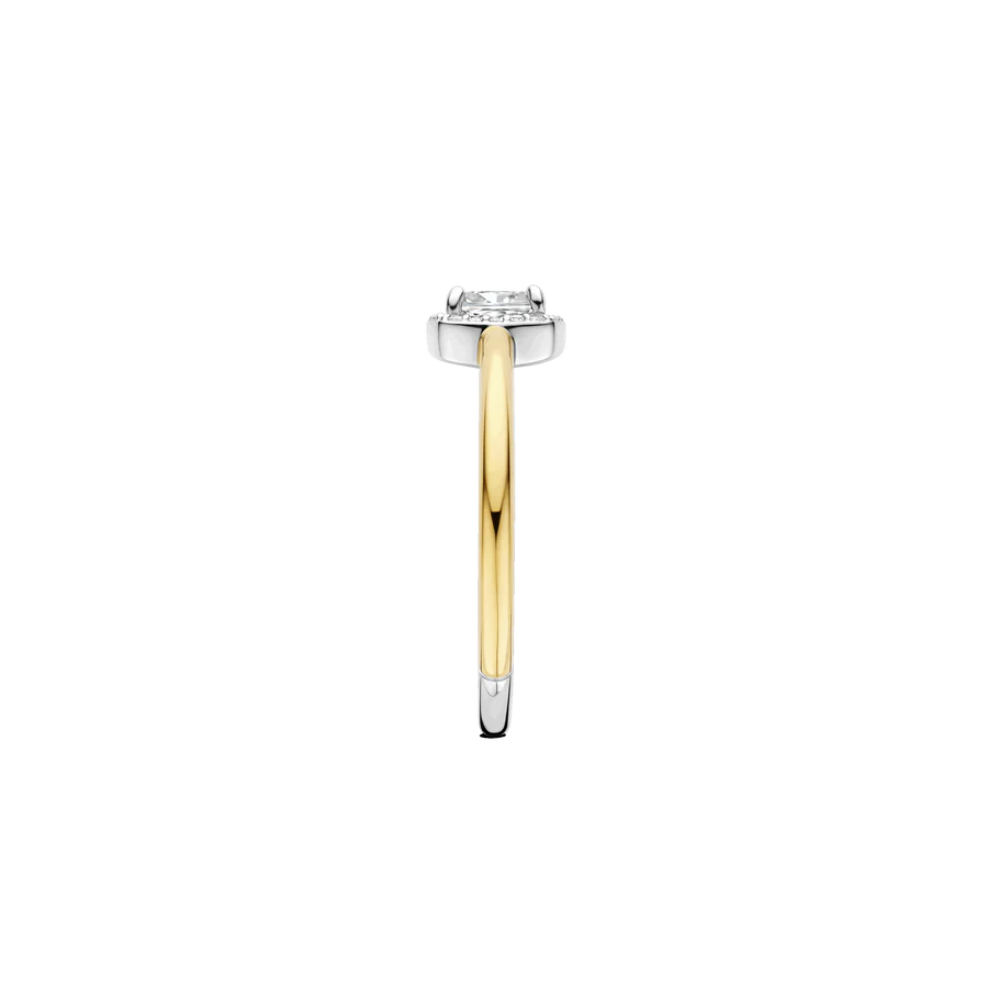 Tisento Gold on Silver Classic Square Zirconia Ring