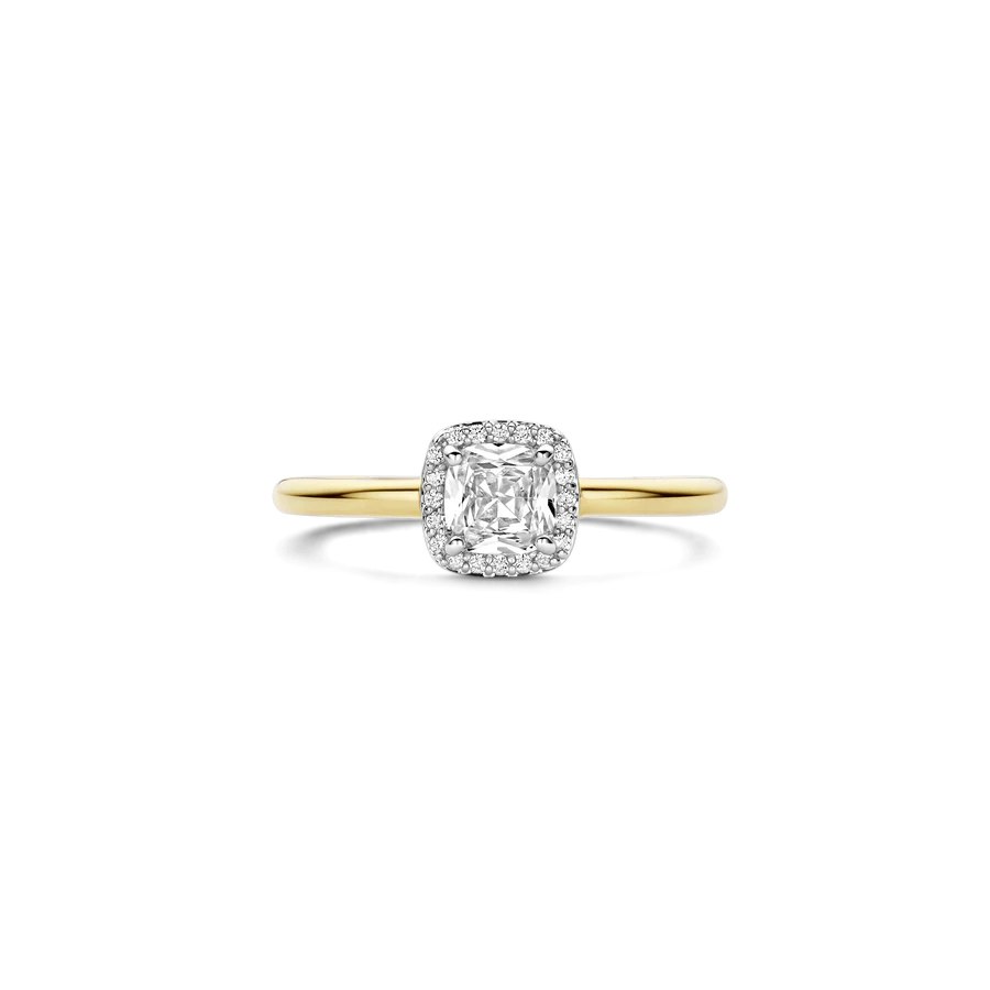 Tisento Gold on Silver Classic Square Zirconia Ring