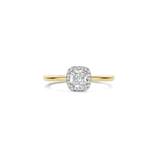 Tisento Gold on Silver Classic Square Zirconia Ring