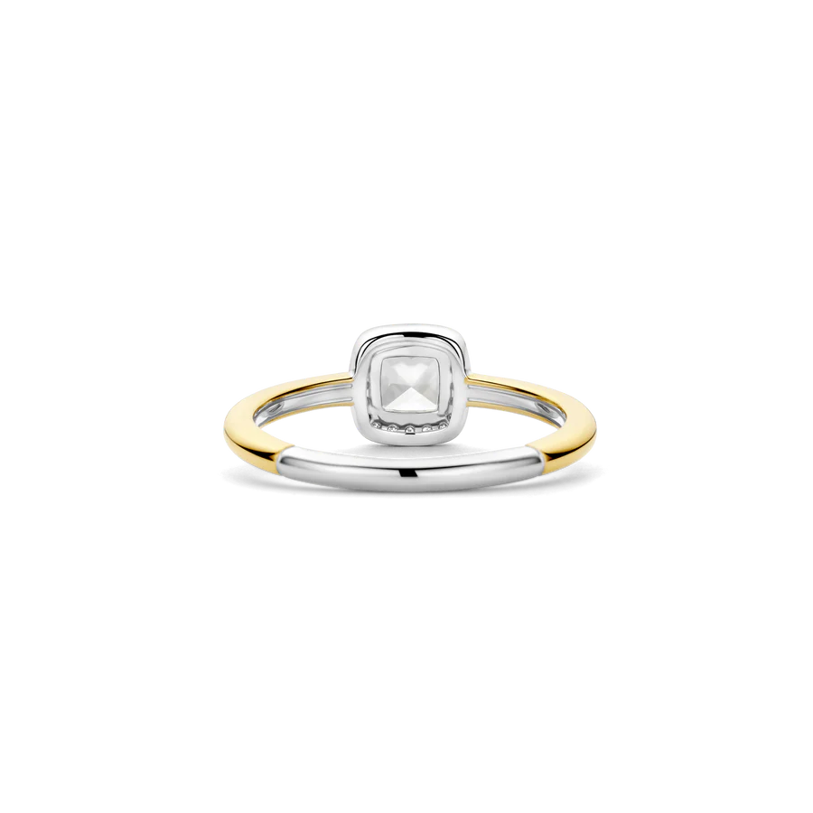 Tisento Gold on Silver Classic Square Zirconia Ring