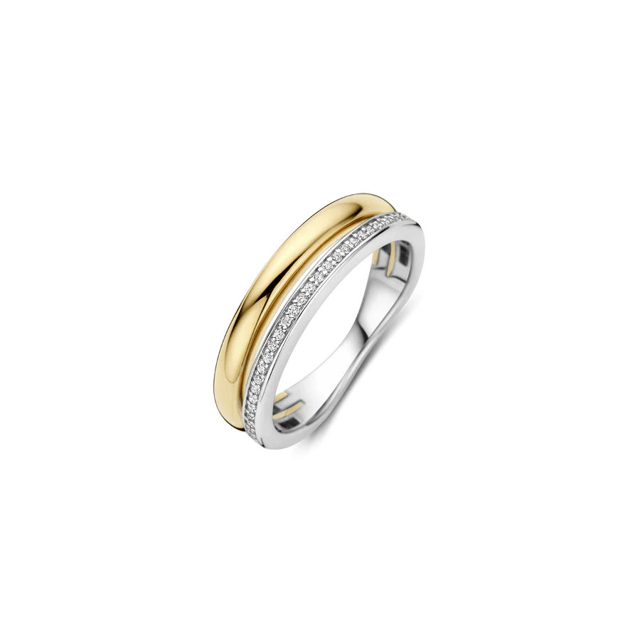 Tisento Gold on Silver Zirconia Double Ring