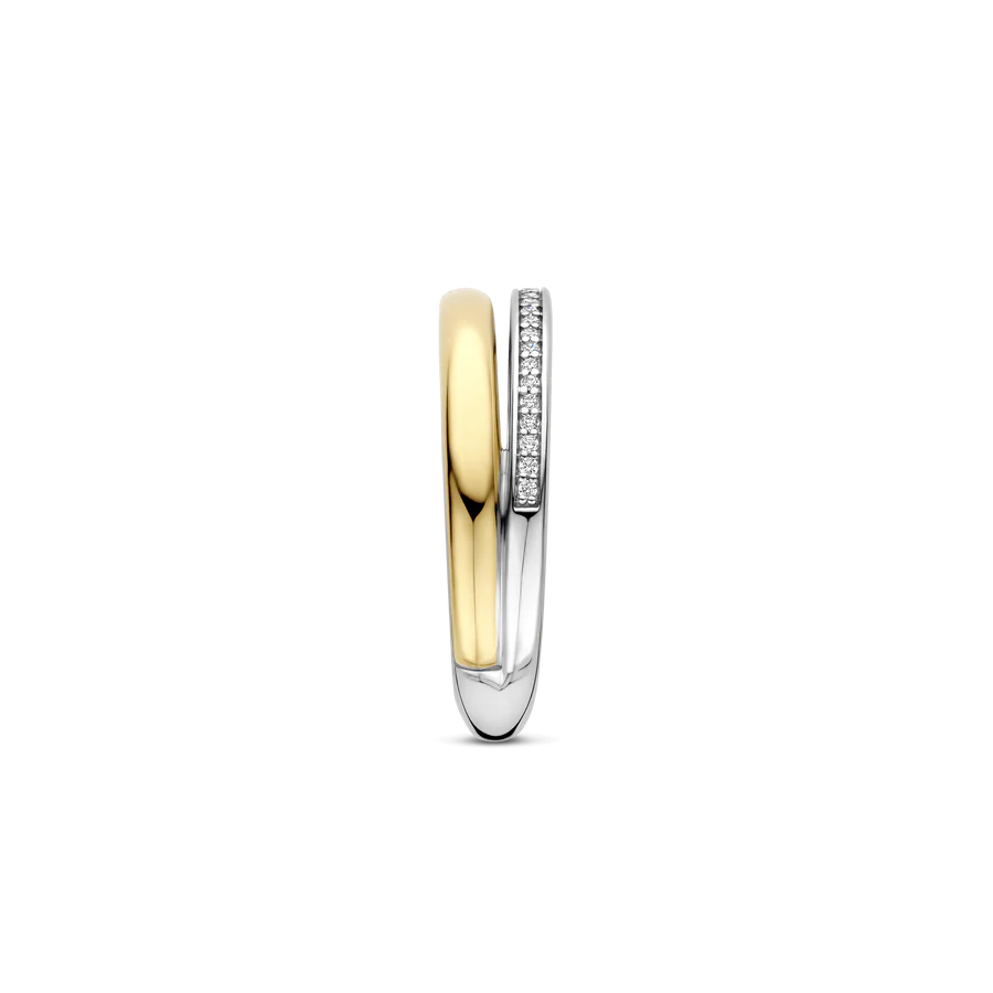 Tisento Gold on Silver Zirconia Double Ring