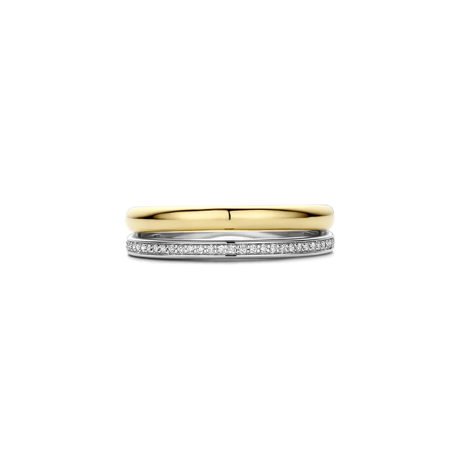 Tisento Gold on Silver Zirconia Double Ring