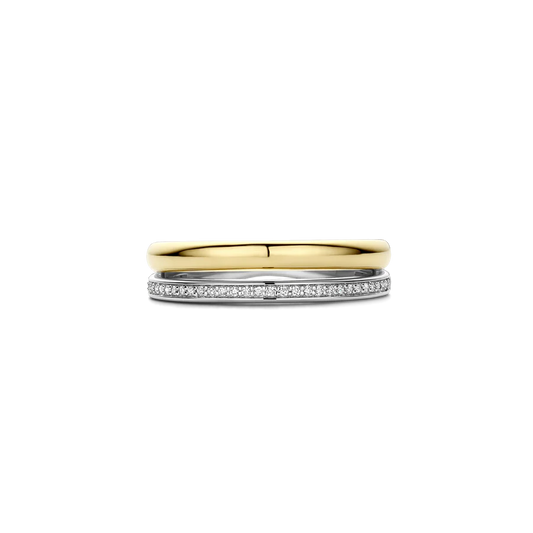 Tisento Gold on Silver Zirconia Double Ring