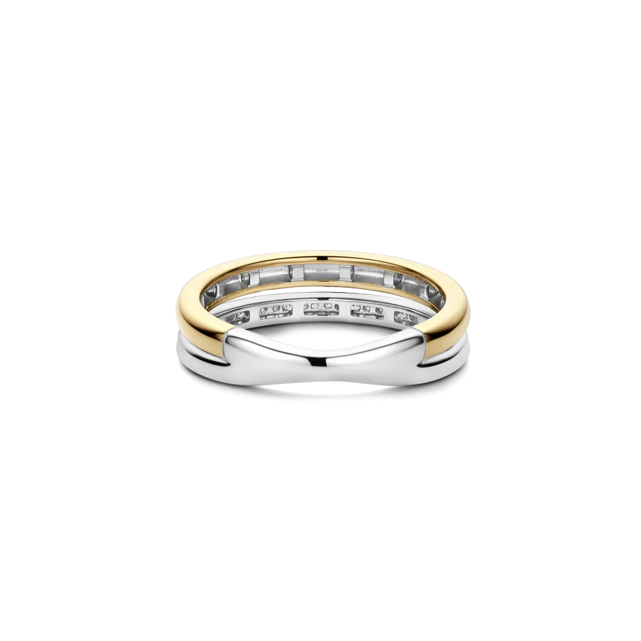 Tisento Gold on Silver Zirconia Double Ring