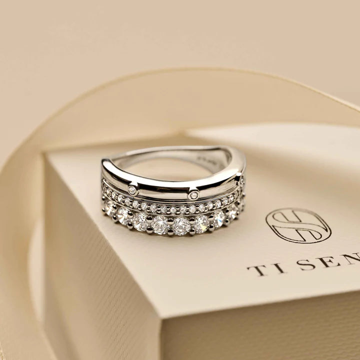 TISENTO CZ MIXED CUTS CHUNKY RING