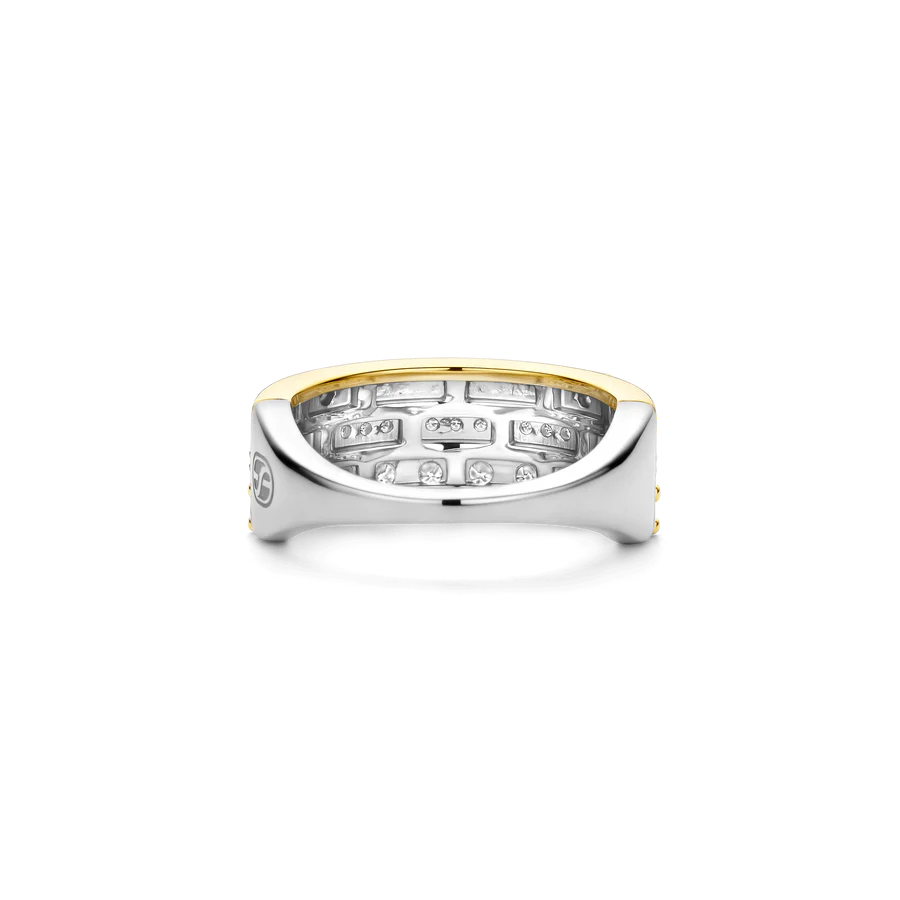 TISENTO GOLD CZ MIXED CUTS CHUNKY RING