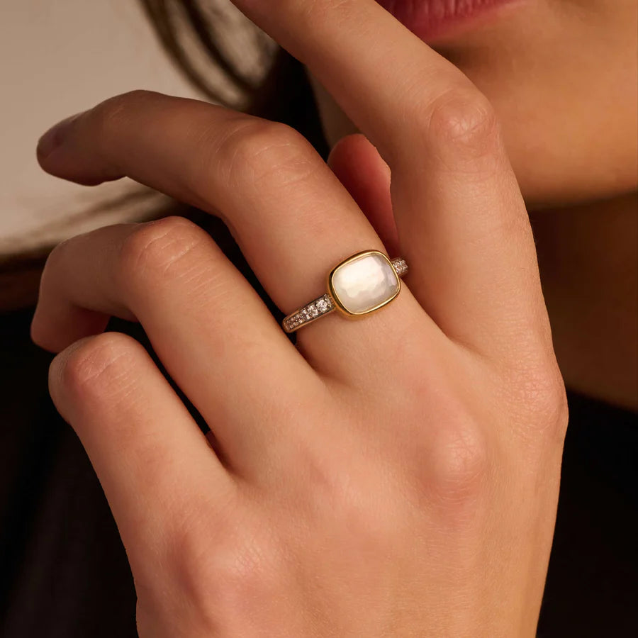 TISENTO MOTHER OF PEARL CZ RING
