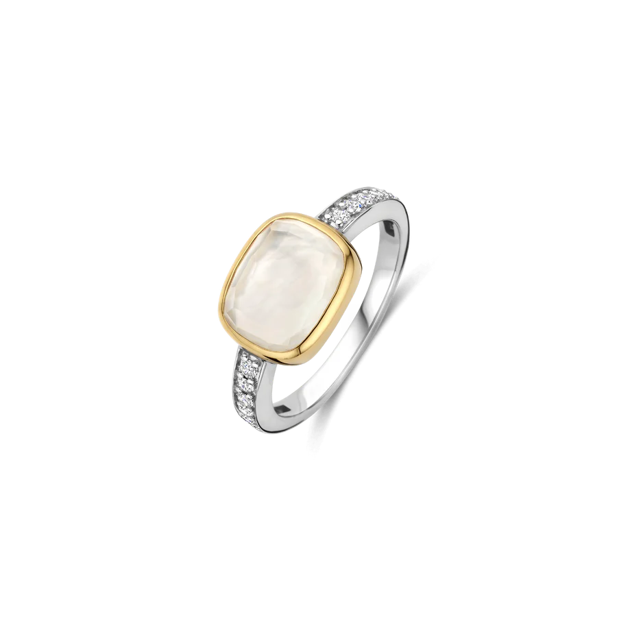 TISENTO MOTHER OF PEARL CZ RING
