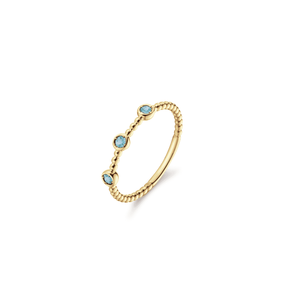 14CT TRIPLE LONDON BLUE TOPAZ RING