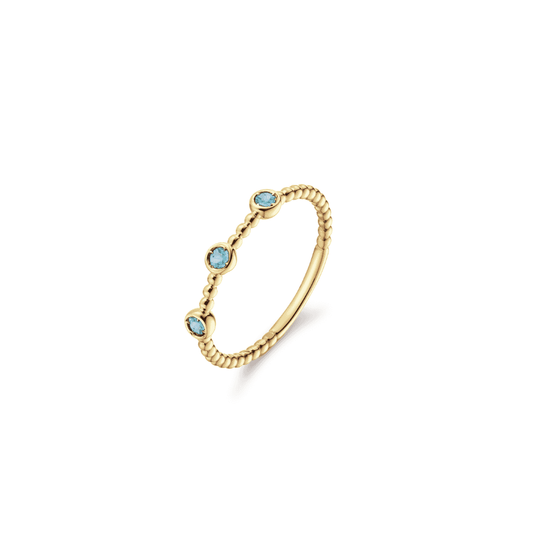 14CT TRIPLE LONDON BLUE TOPAZ RING