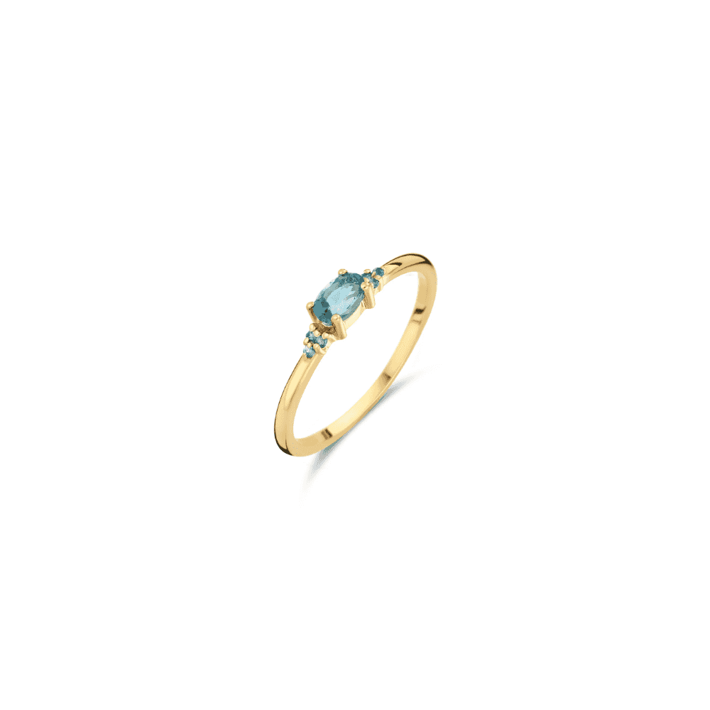 14CT VINTAGE LONDON BLUE TOPAZ RING