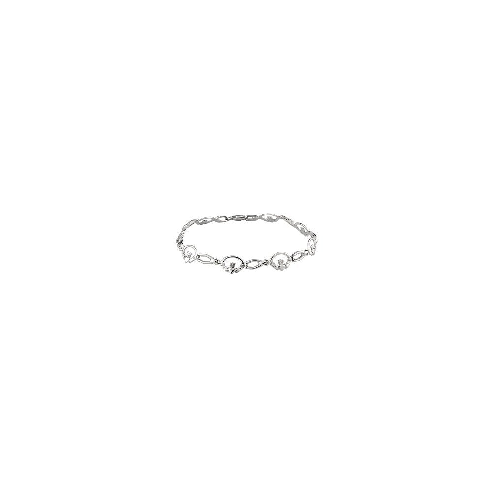 14CT WHITE GOLD CLADDAGH BRACELET