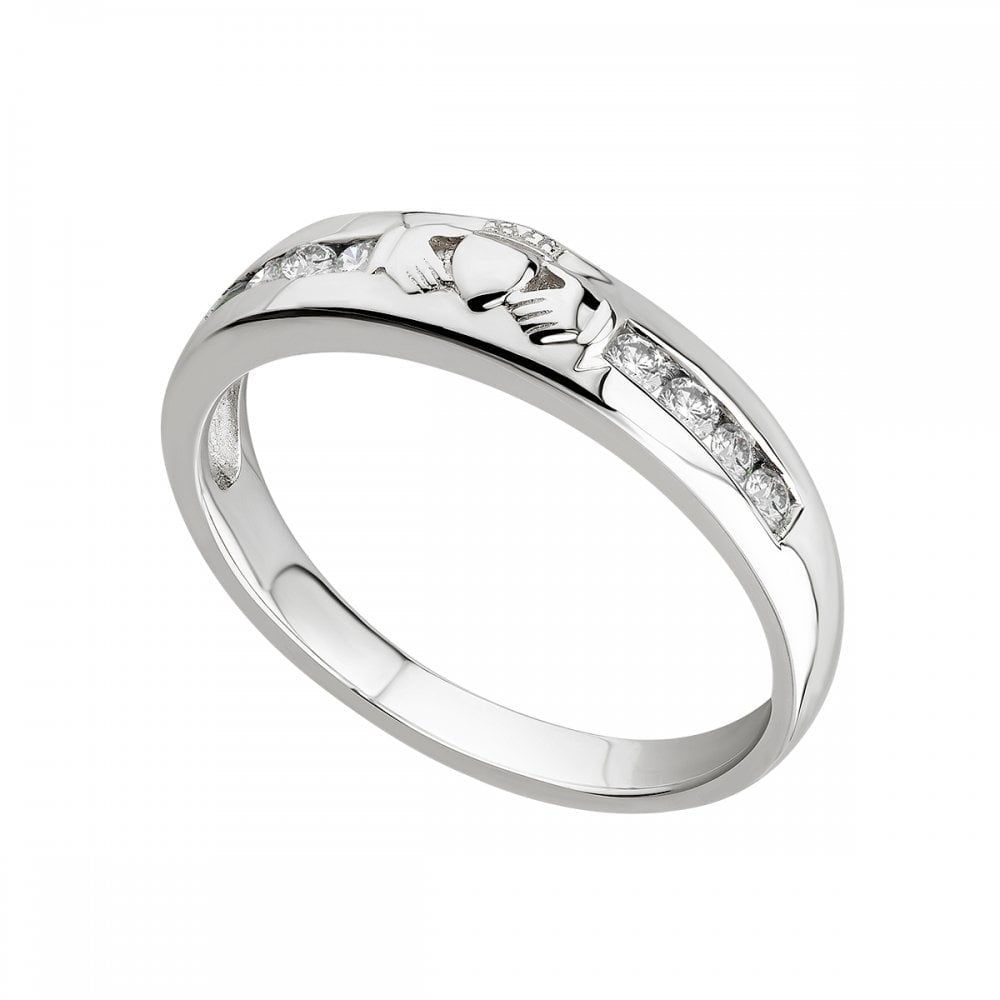 14CT WHITE GOLD DIAMOND 0.3CT CLADDAGH RING