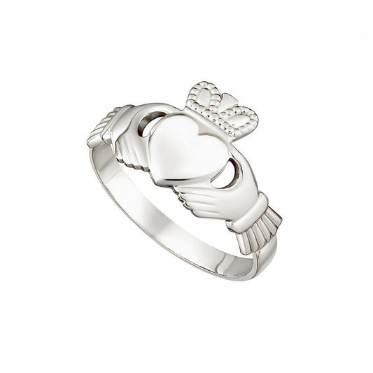 14CT WHITE GOLD LADIES CLADDAGH RING