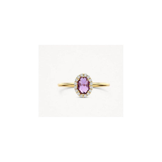 14CT YG AMETHYST & CZ OVAL RING