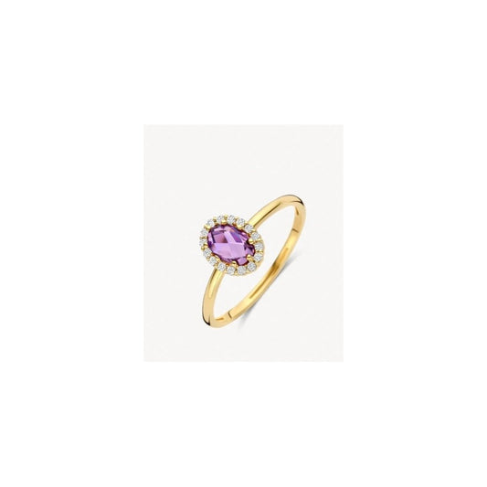14CT YG AMETHYST & CZ OVAL RING