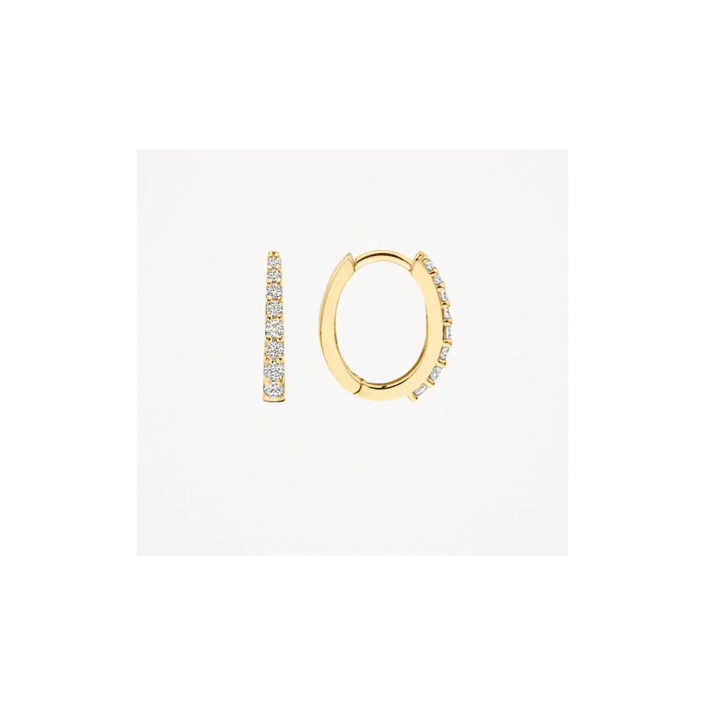 14CT YG CZ HUGGIE HOOP EARRINGS