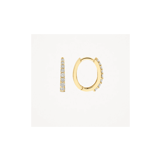 14CT YG CZ HUGGIE HOOP EARRINGS