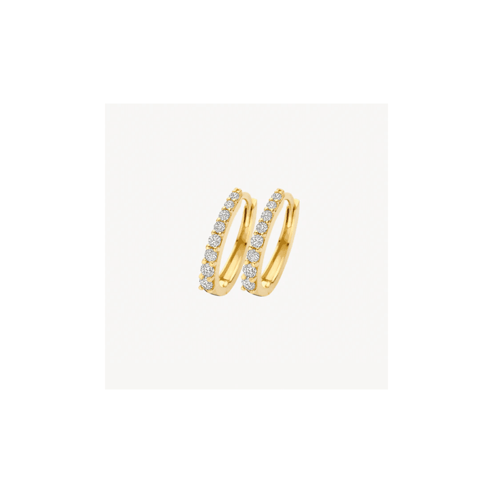 14CT YG CZ HUGGIE HOOP EARRINGS