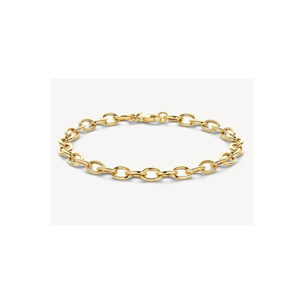 14CT YG DETAILED OVAL LINK BRACELET