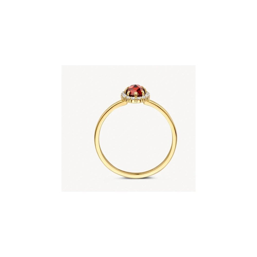 14CT YG GARNET & CZ OVAL RING size 56