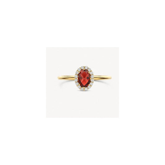 14CT YG GARNET & CZ OVAL RING size 58