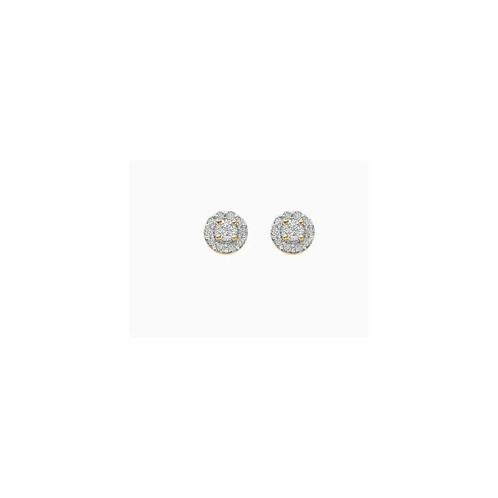 14CT YG LAB DIA 0.21CT HALO STUD EARRINGS