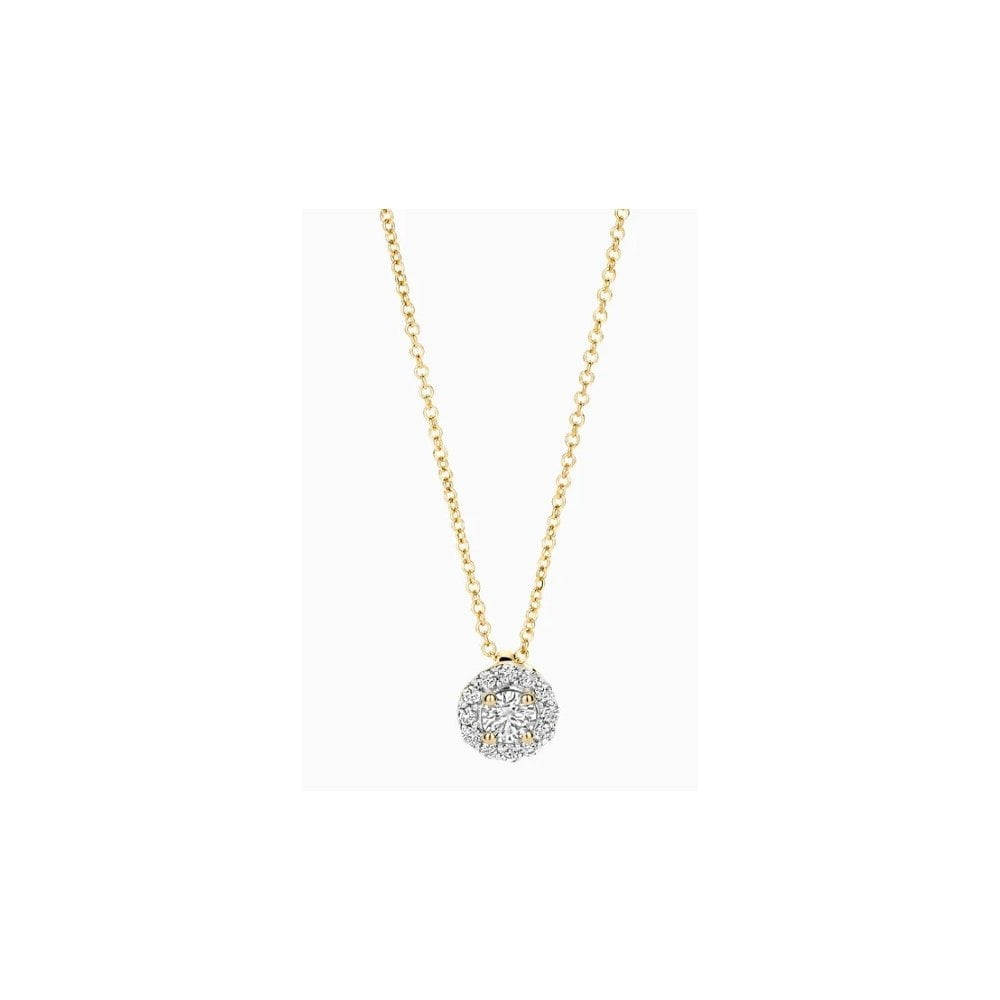 14CT YG LAB DIA 0.22CT HALO PENDANT