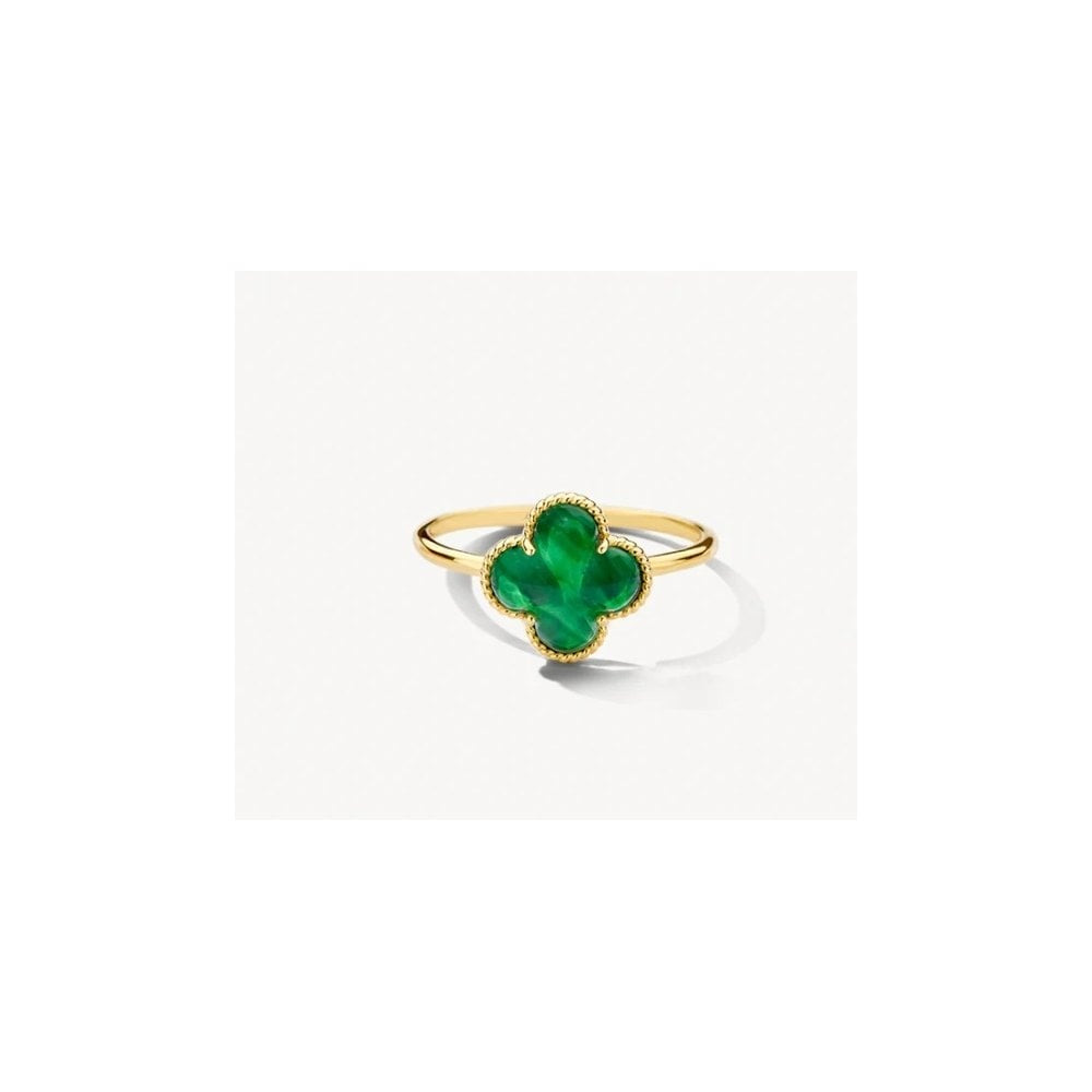 14CT YG MALACHITE RING size 52
