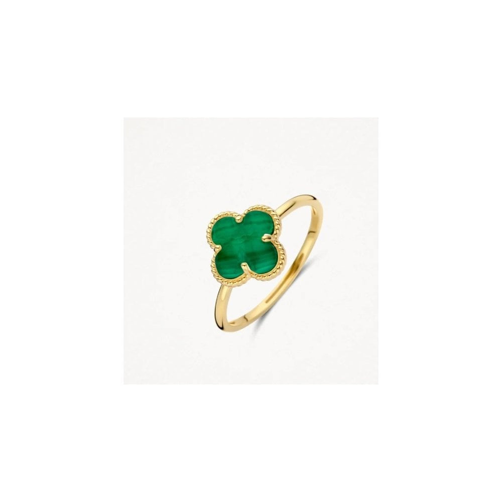14CT YG MALACHITE RING size 52