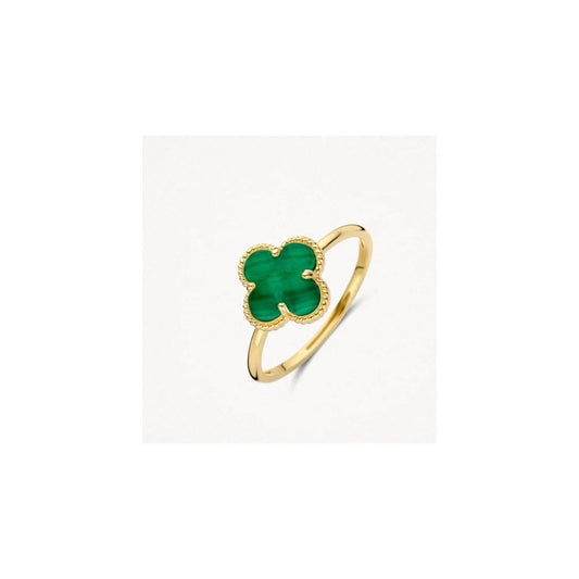 14CT YG MALACHITE RING size 52