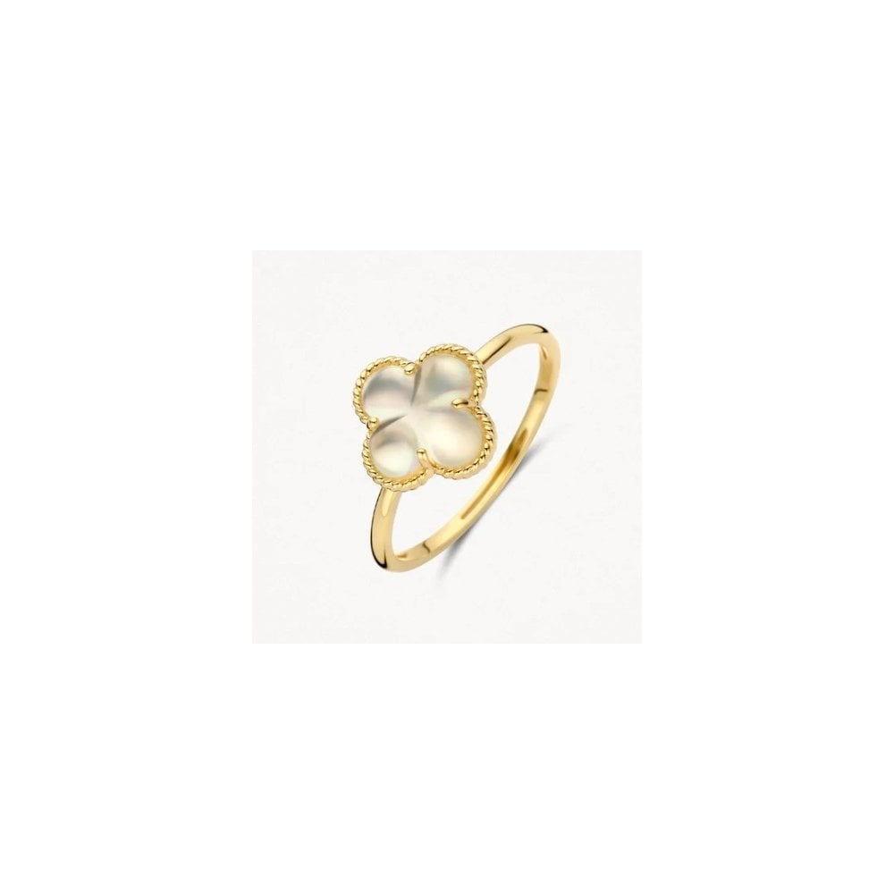 14CT YG MOTHER OF PEARL RING size 56