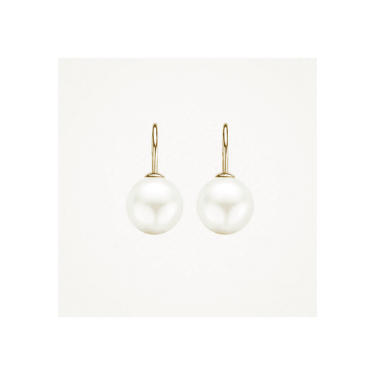 14CT YG SWAROVSKI PEARL DROP EARRINGS