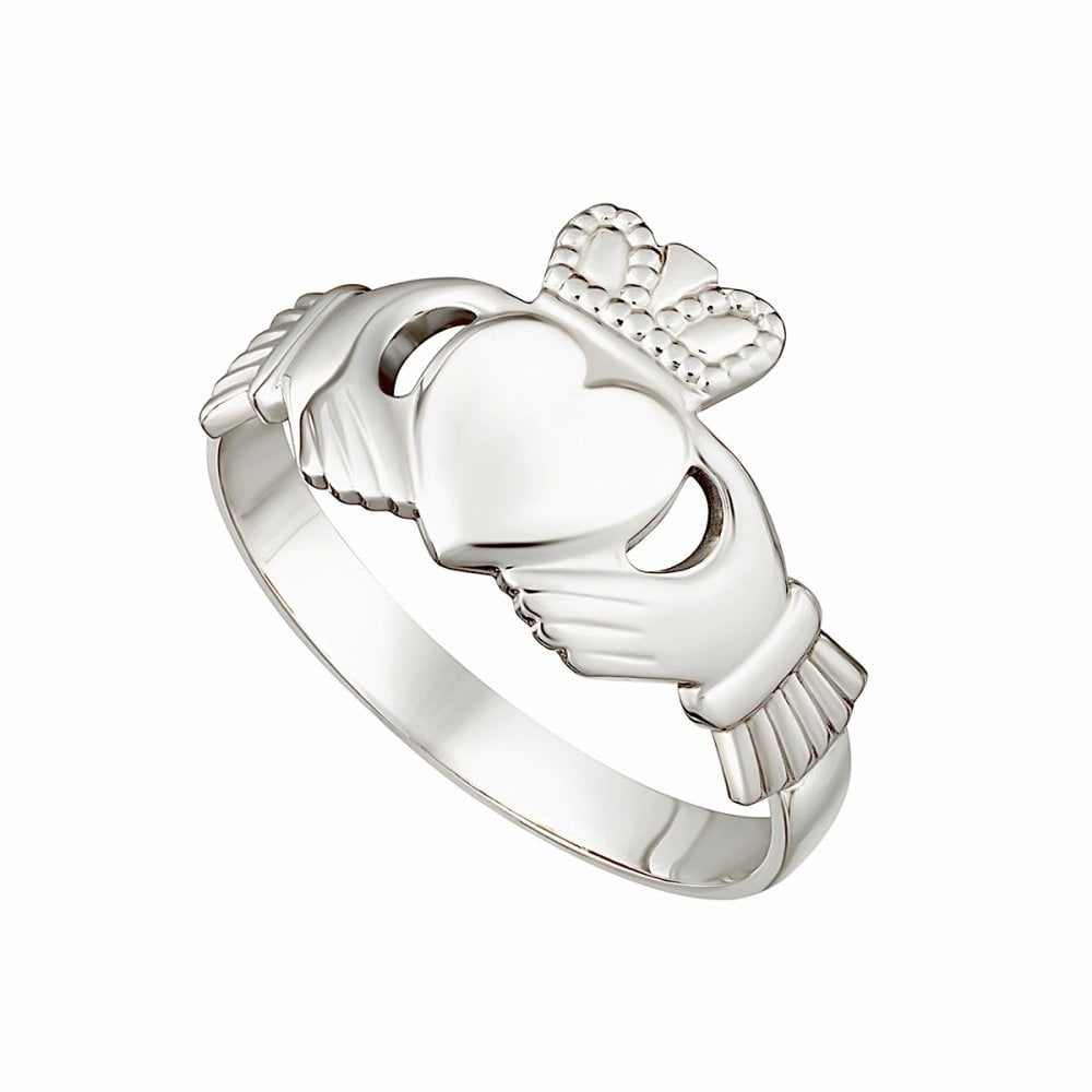 14K WHITE GOLD LADIES CLADDAGH RING  