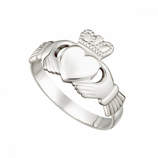 14K WHITE GOLD LADIES CLADDAGH RING  