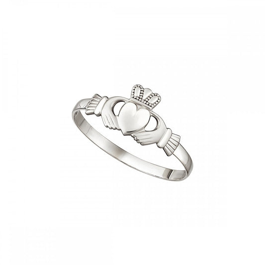 14K WHITE GOLD MINI CLADDAGH RING 