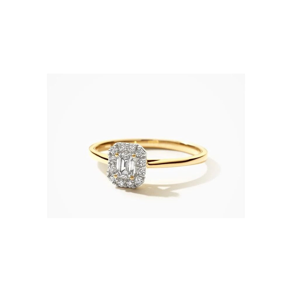 14ct Yellowgold Lab Diamond 0.17ct Halo Ring