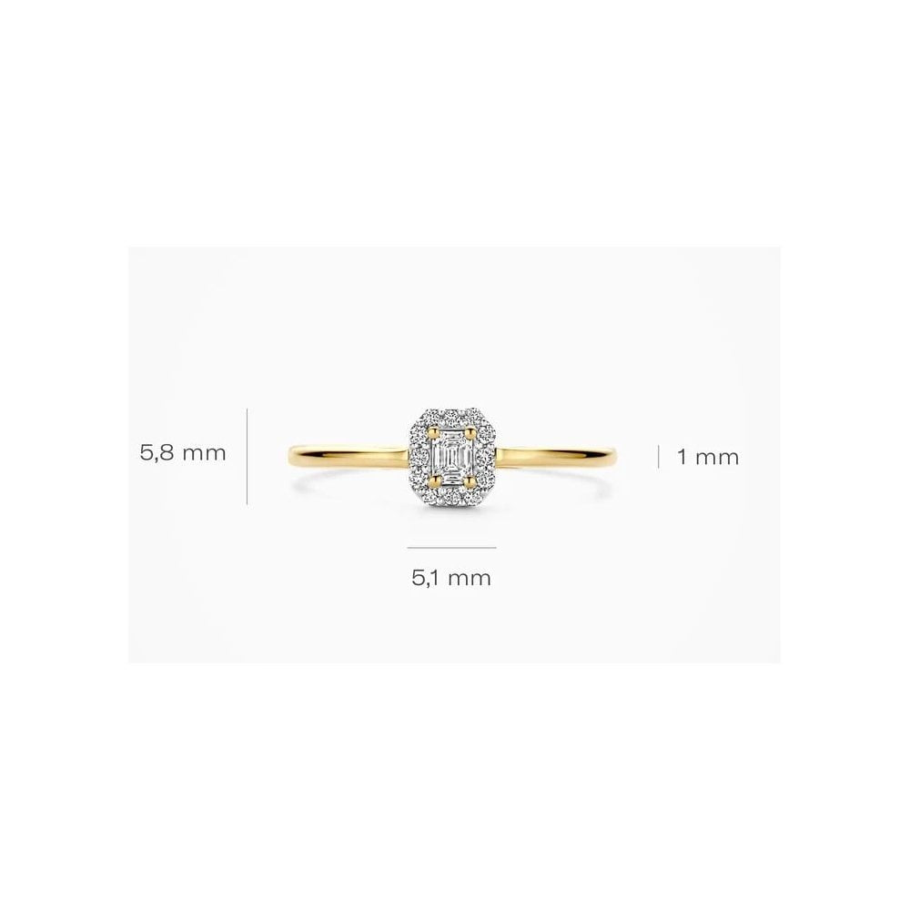14ct Yellowgold Lab Diamond 0.17ct Halo Ring