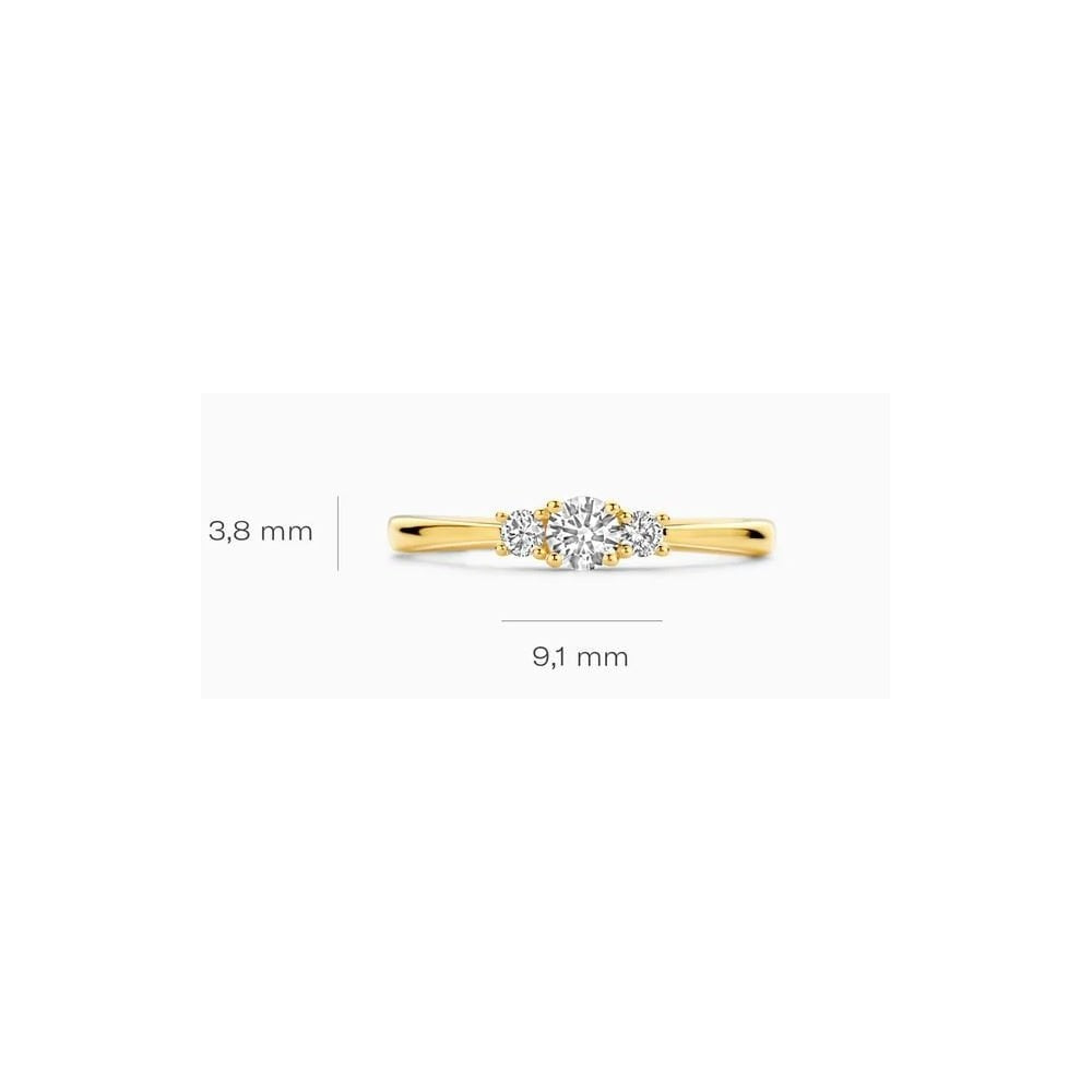 14ct Yellowgold Lab Diamond 0.32ct 3 Stone ring