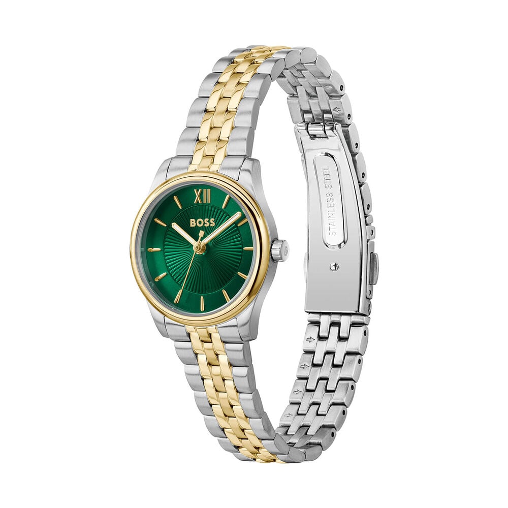 BOSS GRACEFUL MINA GREEN DIAL LADIES TWO-TONED WATCH