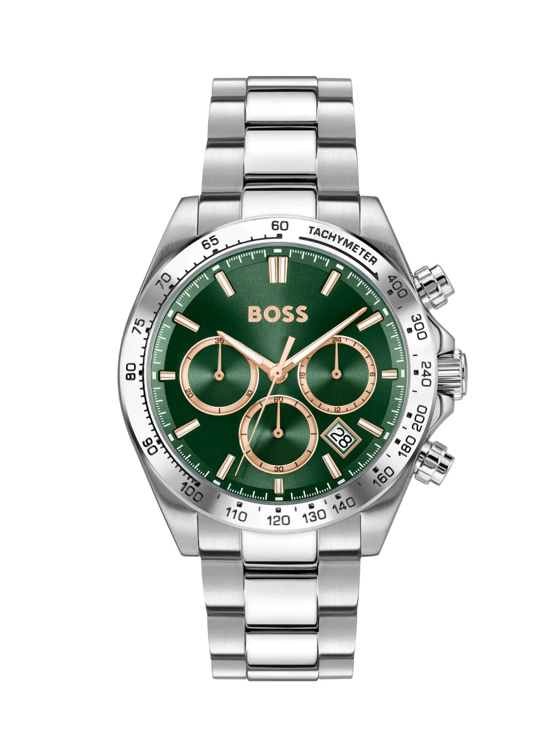 BOSS CHRONOGRAPH GREEN DIAL GENTS STAINLESS STEEL WATCH