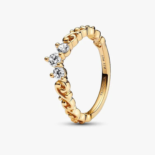 14ct Gold on Silver Regal Swirl Tiara Pandora Ring